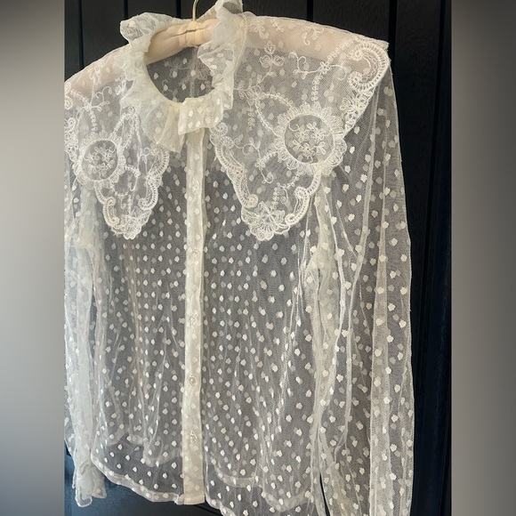 SOLD - Vintage Sheer Lacy Blouse - Picture 7 of 11